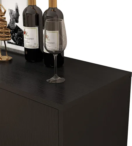 Miniatura 9 de Panana Gabinete de almacenamiento de 2 puertas para cocina, comedor, sala de estar, pasillo, oficina (negro)