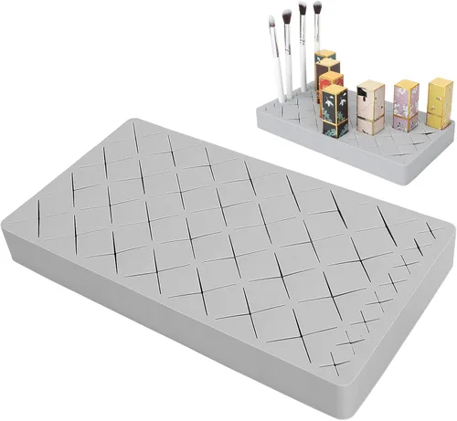 Organizador minimalista de lápiz labial, caja de almacenamiento de maquillaje de silicona, 36 rejillas, gris, belleza/maquillaje