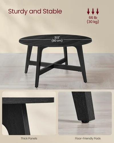 Miniatura 5 de VASAGLE MAEZO Collection ULCT251BA01S - Mesa auxiliar redonda, mesa central de 31.5 pulgadas, patas cónicas, transición curva, fácil de montar