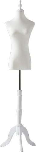 Miniatura 7 de Maniquí femenino con base de trípode de madera, maniquí de cuerpo de torse blanco para exhibición de ropa de mujer, altura ajustable