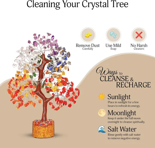 Miniatura 6 de YATSKIA Árbol de la vida de cristal de 7 chakras, piedras preciosas y cristales, decoración de oficina en casa, regalos de cumpleaños para mujeres
