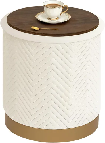 Miniatura 10 de B FSOBEIIALEO Otomana con estraje, otomana redonda de terciopelo con base chapada en oro, taburete reposapiés para dormitorio, sala de estar, negro