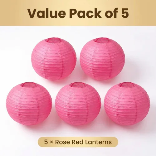 Miniatura 6 de Balagan Linternas de papel japonesas chinas de 16 pulgadas, 5 paquetes (rosa, 16 pulgadas) (BLG-220503)