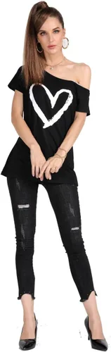Miniatura 29 de MAGICMK - Camiseta casual para mujer, con estampado de labios y hombro descubierto, talla extragrande