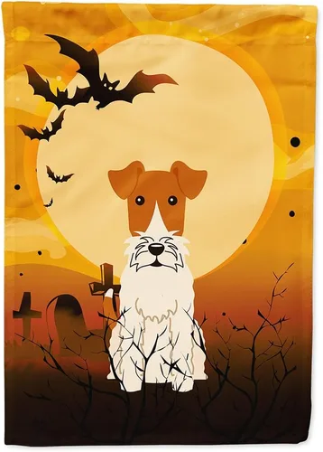 Miniatura 224 de Caroline's Treasures BB4307GF - Bandera de Halloween Airedale para jardín, bandera decorativa para patio exterior, obras de arte de patio, macizos