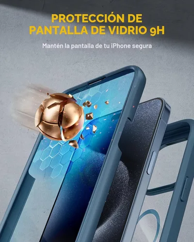 Miniatura 3 de Miracase - Funda magnética para iPhone 15 Pro [Compatible con MagSafe] Funda de cuerpo completo con protector de pantalla de vidrio incorporado