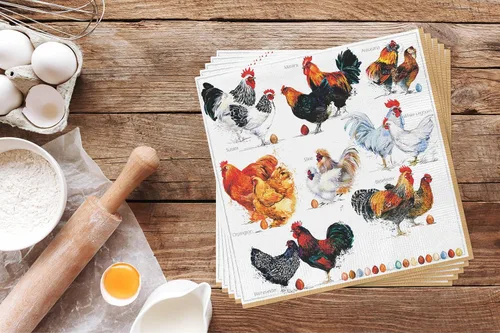 Miniatura 4 de Chicken Collection - 40 servilletas desechables decorativas, diseños de razas de gallos y pollos