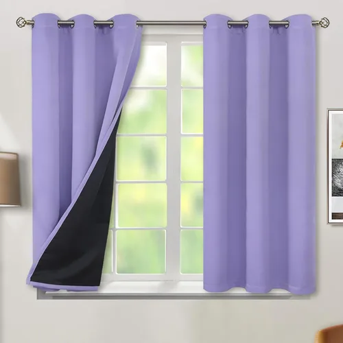 BGment Cortinas 100 % opacas con aislamiento térmico para dormitorio con forro negro, doble capa, oscurecimiento de toda la habitación, cortina con