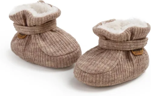 Miniatura 103 de Botines de forro polar para bebés, niños y niñas, pantuflas antideslizantes con agarre suave, zapatos de calcetín para recién nacidos, cuna