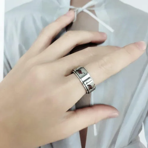 Miniatura 3 de Anillos giratorios punk de dinosaurio para mujeres, niñas y hombres, hipoalergénico de acero inoxidable, para aliviar el estrés, ansiedad