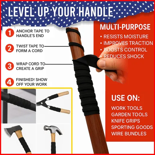 Miniatura 3 de D-Xam Cinta de agarre negra de hockey, 2 rollos de cinta deportiva deportiva de 1 pulgada, cinta de tela multiusos para mangos de palo de lacrosse