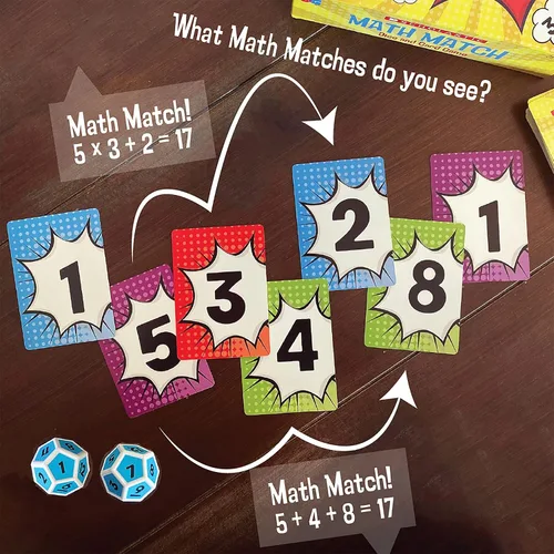 Miniatura 7 de University Games, Juego de Dados de Viaje Scholastic Math Match, Juego de Refuerzo Matemático para Niños, para 2 o Más Jugadores a Partir de 5 Años