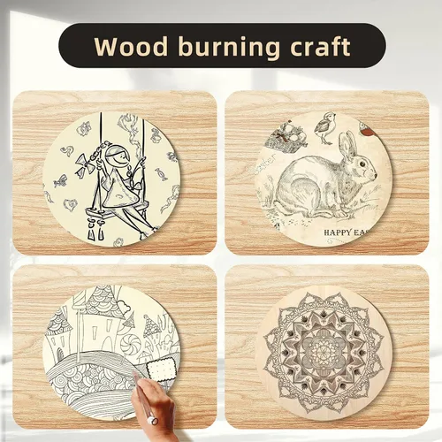 Miniatura 7 de Jetec Círculos redondos de madera para manualidades, discos de recortes de madera sin terminar para diseño de colgador de puerta