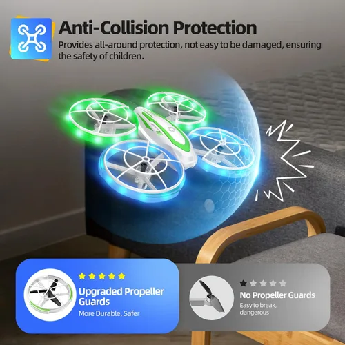 Miniatura 4 de Mini dron para niños principiantes, RC Quadcopter Drone con luz colorida, arranque de una tecla, retención de altitud, modo sin cabeza, giros 3D