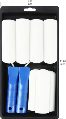 Miniatura 4 de XDT Rodillo de pintura de espuma, 7 piezas de 4 pulgadas en juego de rodillos de pintura con pequeñas cubiertas de rodillo de pintura de espuma
