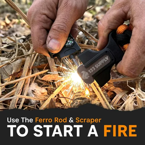 Miniatura 4 de Paracord Pulsera con Brújula Senderismo Supervivencia Emergencia Silbato Encendedor Kit Equipo de Camping Esenciales de Senderismo Pesca Caza