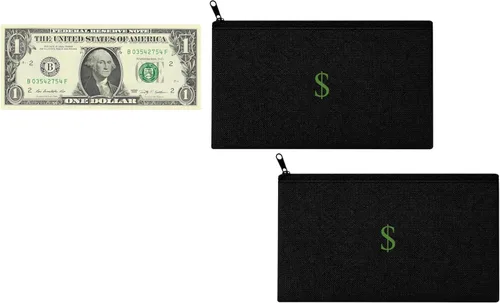 Miniatura 11 de Bolsa para efectivo/dinero. Impermeable, 7.7 x 4.5 pulgadas, tamaño perfecto, bolsa de viaje con icono de efectivo/símbolo/dólar/$. Organizador