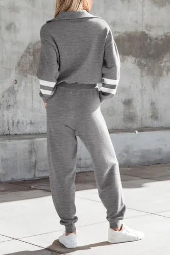 Miniatura 128 de PRETTYGARDEN Conjunto de suéter de 2 piezas para mujer, sudadera con cremallera, pantalones deportivos, ropa casual