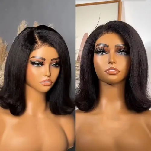 Miniatura 14 de Pelucas cortas de cabello humano rizado estilo Bob con reflejos, pelucas de encaje frontal HD de 13 x 4, pelucas de cabello brasileño con corte