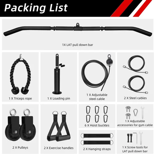 Miniatura 2 de LFJ Sistema de Poleas con Cable LAT para Jalones y Levantamiento de Peso, Accesorio de Polea de Máquina con Cable para Jalones de Tríceps, Curl