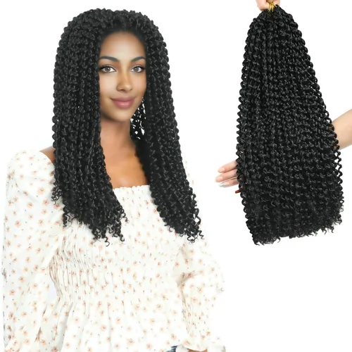 Paquete de 7 paquetes de cabello Passion Twist de 18 pulgadas, cabello ondulado de ganchillo previamente enrollado, trenzas bohemias para mujeres