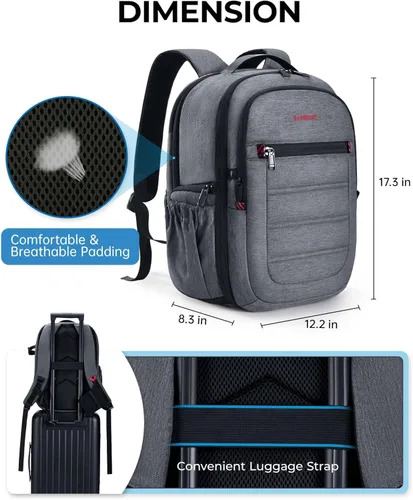 Miniatura 6 de BAGSMART Mochila para cámara, bolsas expandibles para cámara DSLR SLR para fotógrafos, mochila de viaje para fotografía con compartimento para Gris