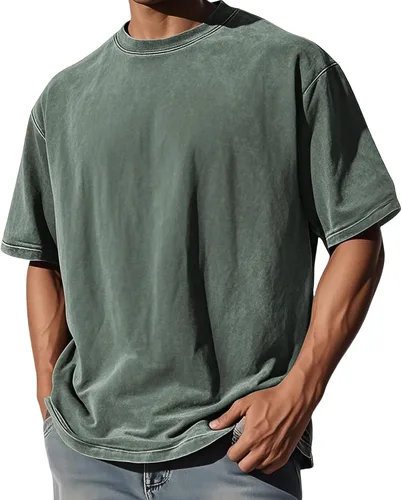 Oversized Tshirts for Men Short Sleeve Distressed Washed T-Shirts Vintage Washed Basic Loose Tees Summer Crewneck Tops