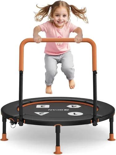 Miniatura 8 de BCAN BT1 36'' Toddler Trampoline, ASTM Certified-Foldable Mini Trampolines for Kids Ages 1-6, Adjustable Handle, Safety Pad & Foldable Legs, Baby