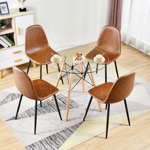 Miniatura 5 de Mesa de comedor redonda pequeña de 31.5 pulgadas para 4 personas, cocina, hogar, ocio, patas de madera, vidrio