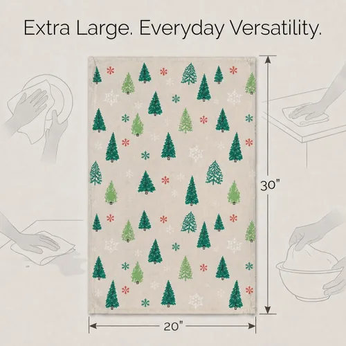 Miniatura 3 de Urban Villa Toallas de cocina con estampado de árboles verdes de Navidad, calidad premium, 100% algodón, esquinas ingletadas, ultra suaves