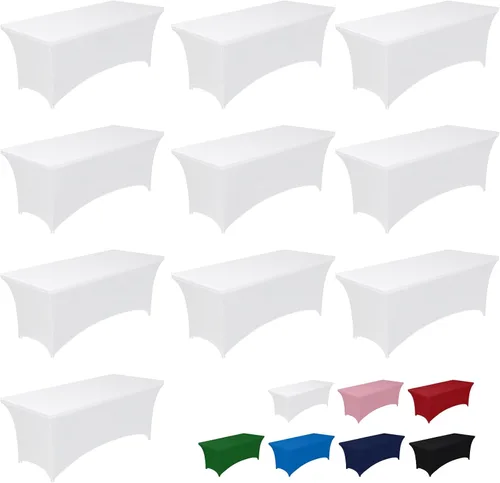 Miniatura 31 de Pureegg - Juego de 2 manteles de elastano ajustables de 1,2 m para mesas rectangulares, mantel elástico y sin arrugas para mesa de masajes, fiestas