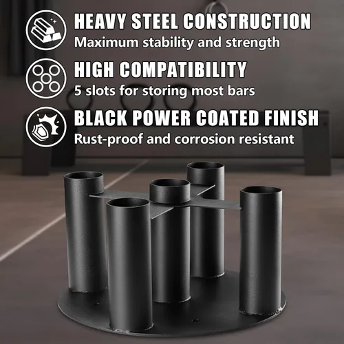 Miniatura 2 de Soporte para barra de almacenamiento, soporte vertical resistente para el hogar y gimnasio comercial, se adapta a barras olímpicas de 2 pulgadas