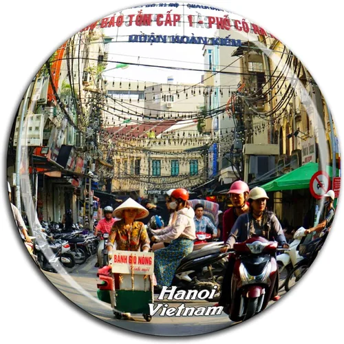 Old Town Hanoi Vietnam imán de nevera 3D cristal cristal turístico ciudad viaje recuerdo colección regalo fuerte refrigerador etiqueta engomada