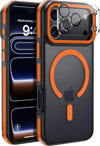 Miniatura 25 de Funda para iPhone 17 Pro Max con protector de lente de cámara [protección de grado militar de 10 pies] compatible con MagSafe a prueba de golpes