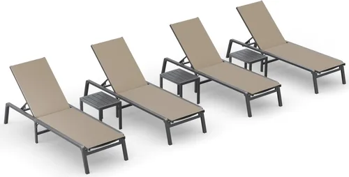 Miniatura 17 de Tumbona de Aluminio para Exteriores - Silla de Descanso Plegable y de Montaje Libre para Exteriores con 5 Respaldos Ajustables, Silla de Patio