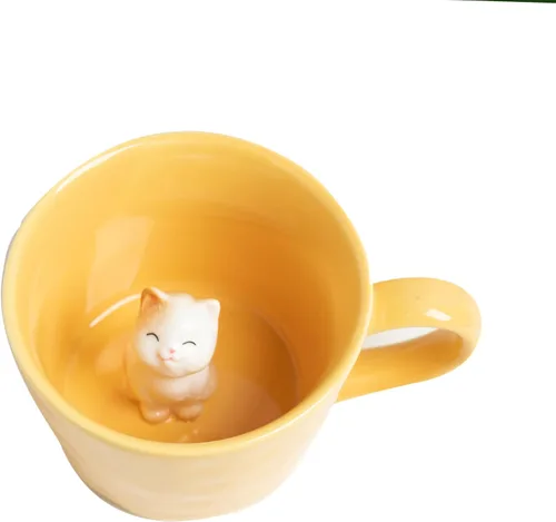 Miniatura 17 de DIHOclub Taza de cerámica de panda con animal 3D oculto, taza de figura de animal de dibujos animados hecha a mano, taza linda, regalo de Navidad