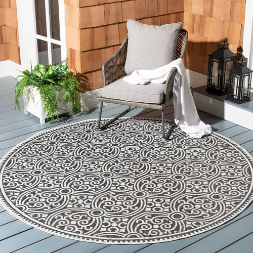 Miniatura 5 de SAFAVIEH Beach House Collection - Alfombra redonda, de 4 pies, color crema y azul, no desprende pelusa y de fácil cuidado, para interiores