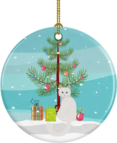 Miniatura 177 de Caroline's Treasures Adorno de cerámica con texto en inglés "Merry Christmas" para colgar en el árbol de Navidad, decoración para el hogar, Navidad