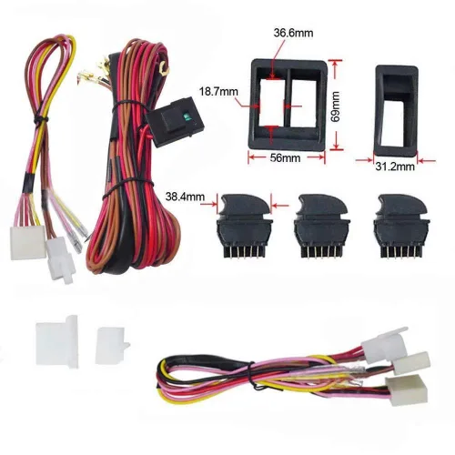 Miniatura 5 de Kit de interruptor de ventana eléctrica universal de 12 V, kit de arnés de cableado para vehículos de 2 puertas, conversión de bricolaje a ventanas