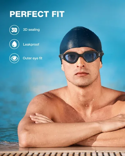 Miniatura 3 de ZIONOR Gafas de natación G1 SE antivaho para adultos, hombres y mujeres Marco Allblack de lente A2-smoke