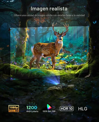 Miniatura 4 de NexiGo Nova Mini, proyector láser portátil, Google TV con Netflix, 1080p FHD, 1200 lúmenes, contraste 15000:1 con SAE, 3D, configuración automática