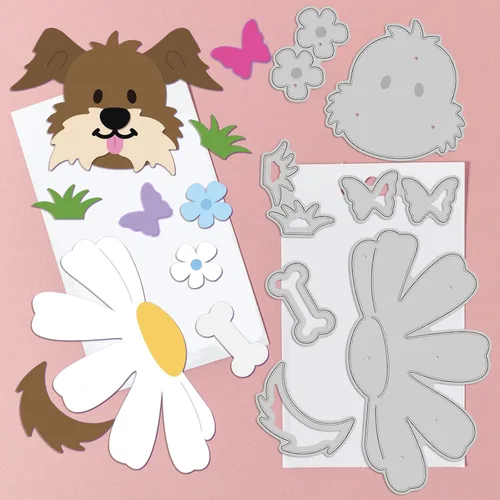 Miniatura 3 de INFUNLY Troqueles de metal para cortar perros y casas, troquelados en relieve, plantilla de plantilla de flores troqueladas para álbumes