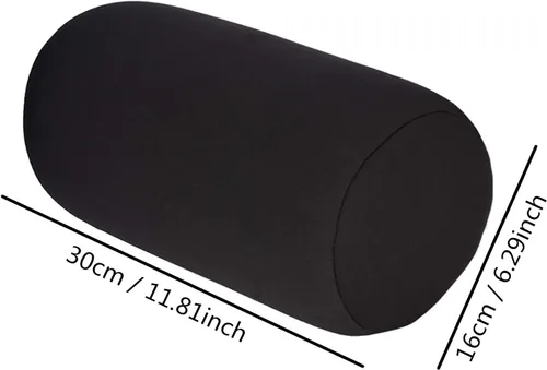 Miniatura 4 de Emivery Almohada ortopédica redonda de microcuentas para el cuello cilíndrico, almohada de espuma viscoelástica que reduce el dolor de espalda, Negro