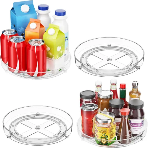 Miniatura 2 de Optish Paquete de 4 organizadores Lazy Susan, tocadiscos Lazy Susan de 9.5 pulgadas para gabinete, organizador de refrigerador para organizadores