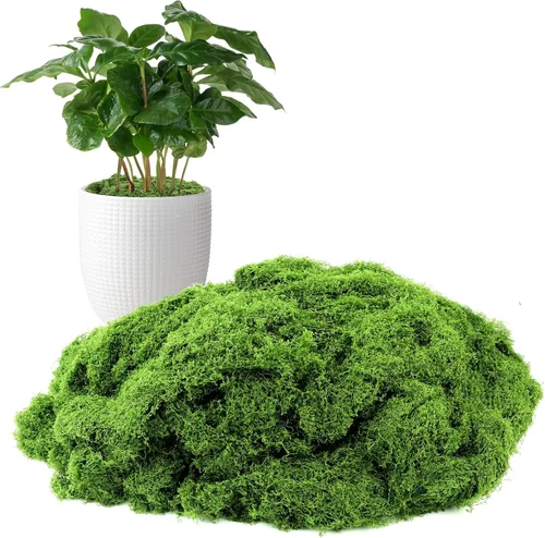 Musgo verde falso para plantas en macetas de interior, 10.6 onzas, decoración de musgo sintético artificial para manualidades, jardín de hadas,