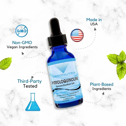 Miniatura 5 de Sal disódica de pirroloquinolina quinona de 20 mg, botella de 4 onzas líquidas, 200 porciones, alta biodisponibilidad, absorción rápida, probada por