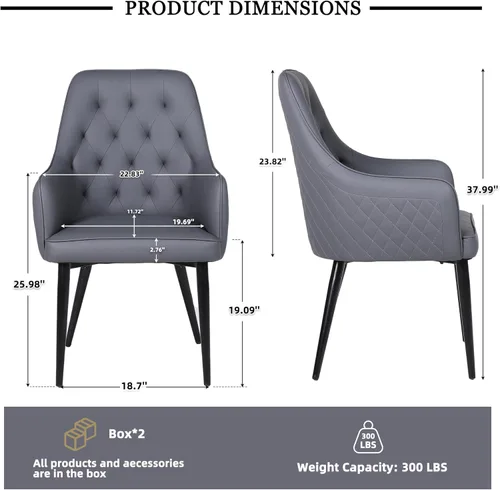 Miniatura 3 de Juego de 4 sillas de comedor modernas, tapizadas de piel sintética, sillas de comedor, silla de cocina, silla con brazo copetudo con patas de metal
