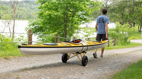 Miniatura 5 de Suspenz Remolque de transporte de canoa para kayak, carrito de kayak DLX, carrito con ruedas y correas sin aire, capacidad de peso de 150 libras
