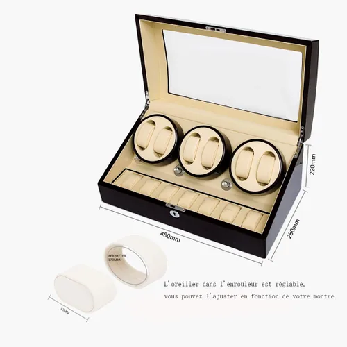 Miniatura 2 de JQUEEN Seis bobinadores automáticos de reloj con 7 espacios de almacenamiento adicionales, motores silenciosos Mabuchi