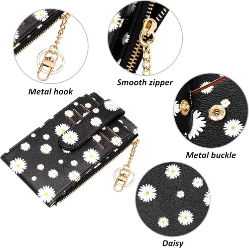 Miniatura 6 de Badiya Tarjetero para mujeres con RFID, carteras delgadas, plegables, tarjetero multifuncional, monedero
